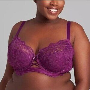 NWT Cacique Lane Bryant Lace French Balconette Bra Size 38E (DD)